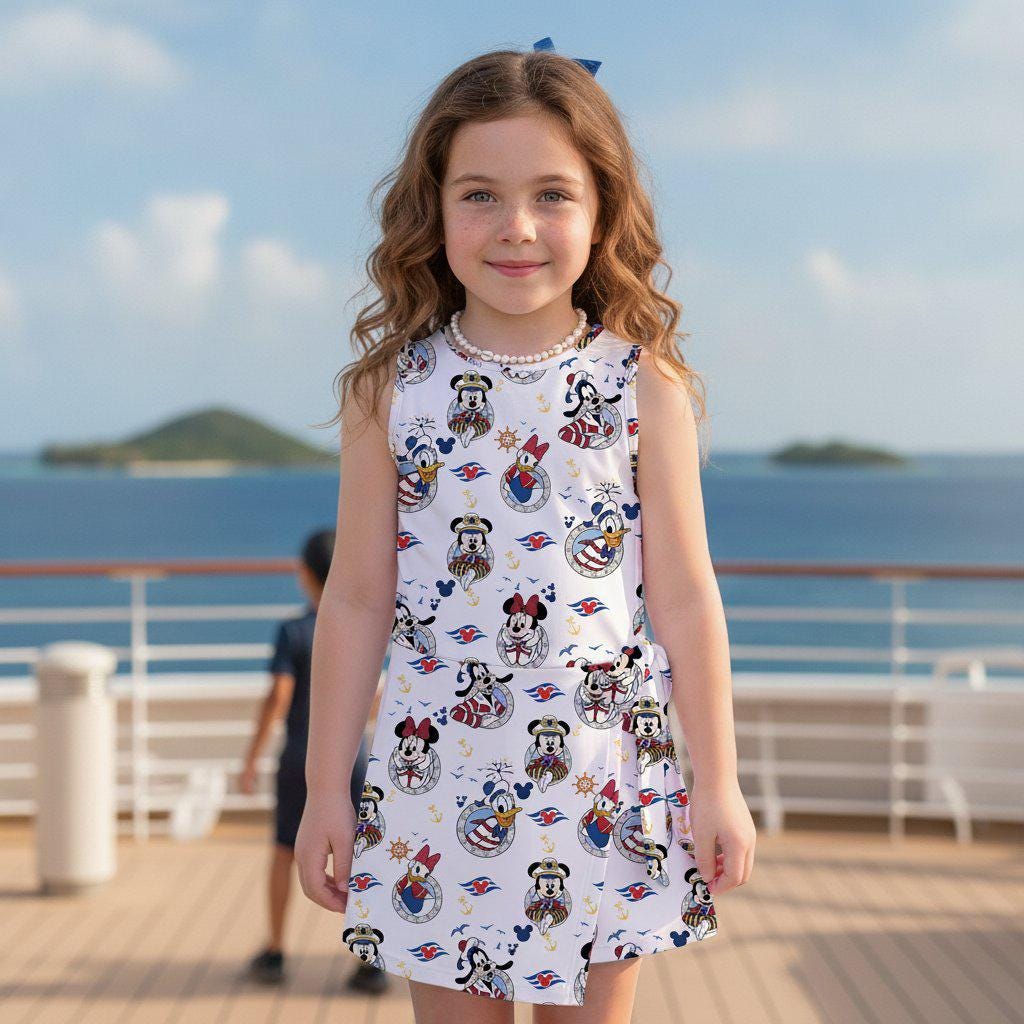 Disney Cruise Nautical Sailor Tennis Dress, Mickey Donald Minnie Summer Dress
