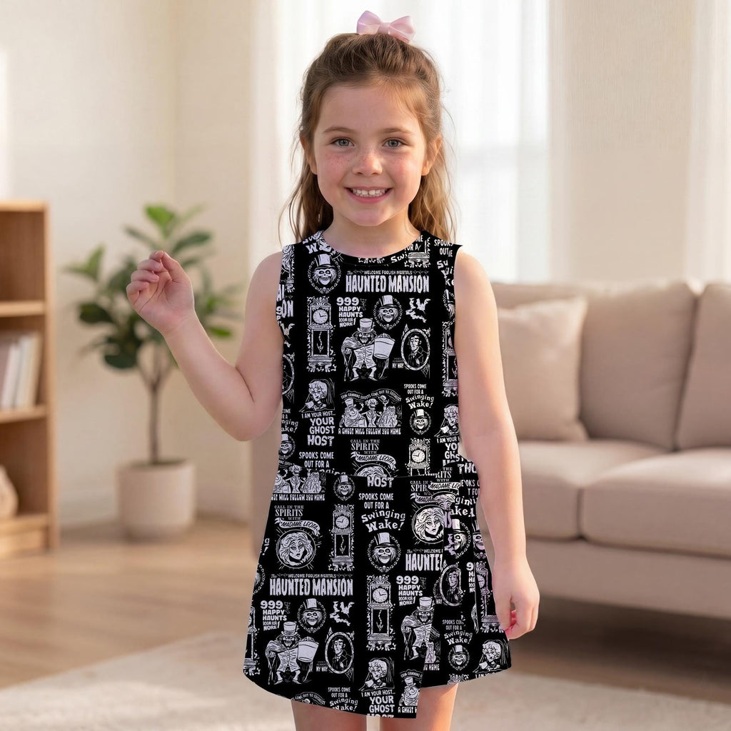 Welcome Foolish Mortals Haunted Mansion Girls Dress, Mickey Not So Scary Halloween Dress