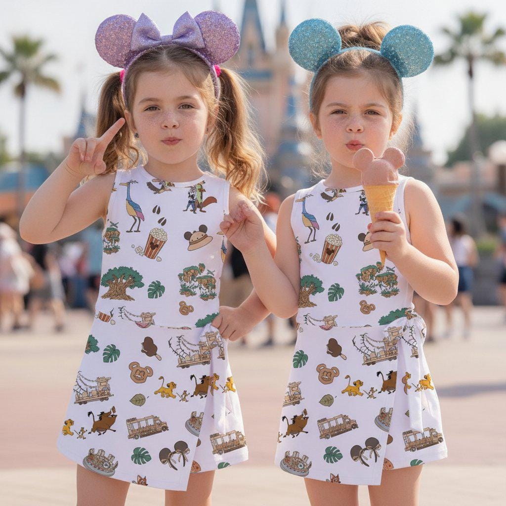 Animal Kingdom Tennis Dress, Mickey Safari Pattern Activewear Skirt, Pixar Friends Skort For Magical Kingdom Trip