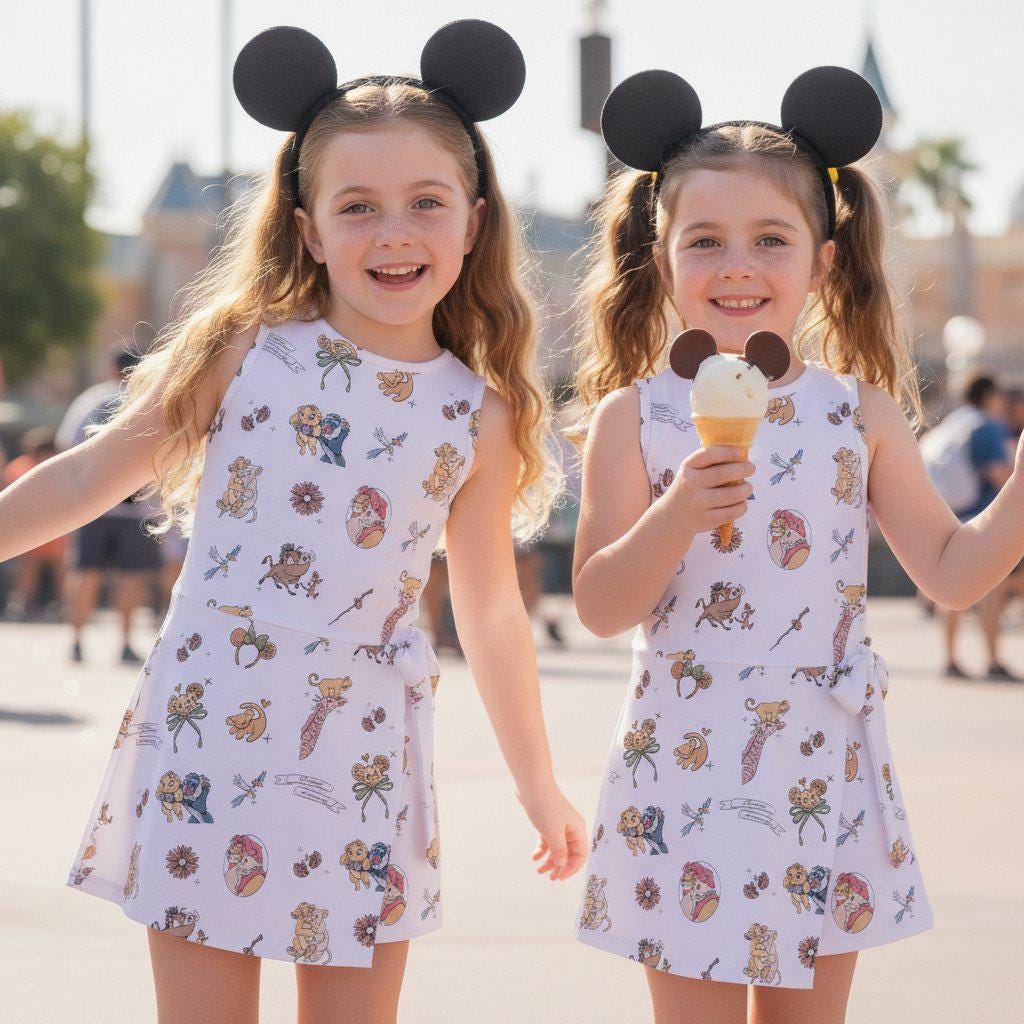 Vintage The Lion King Girls Wrap Dress, Simba Pumbaa Nala Rafiki Activewear, Disney Park Outfit