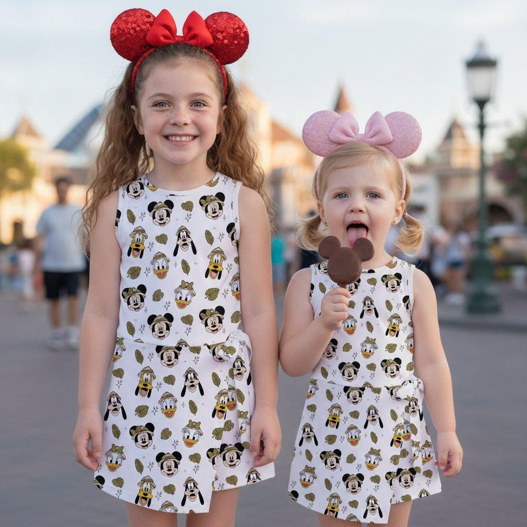 Magical Safari Mickey Tennis Dress, Mickey Minnie Animal Kingdom Activewear, Donald Goofy Tropical Pattern Skort