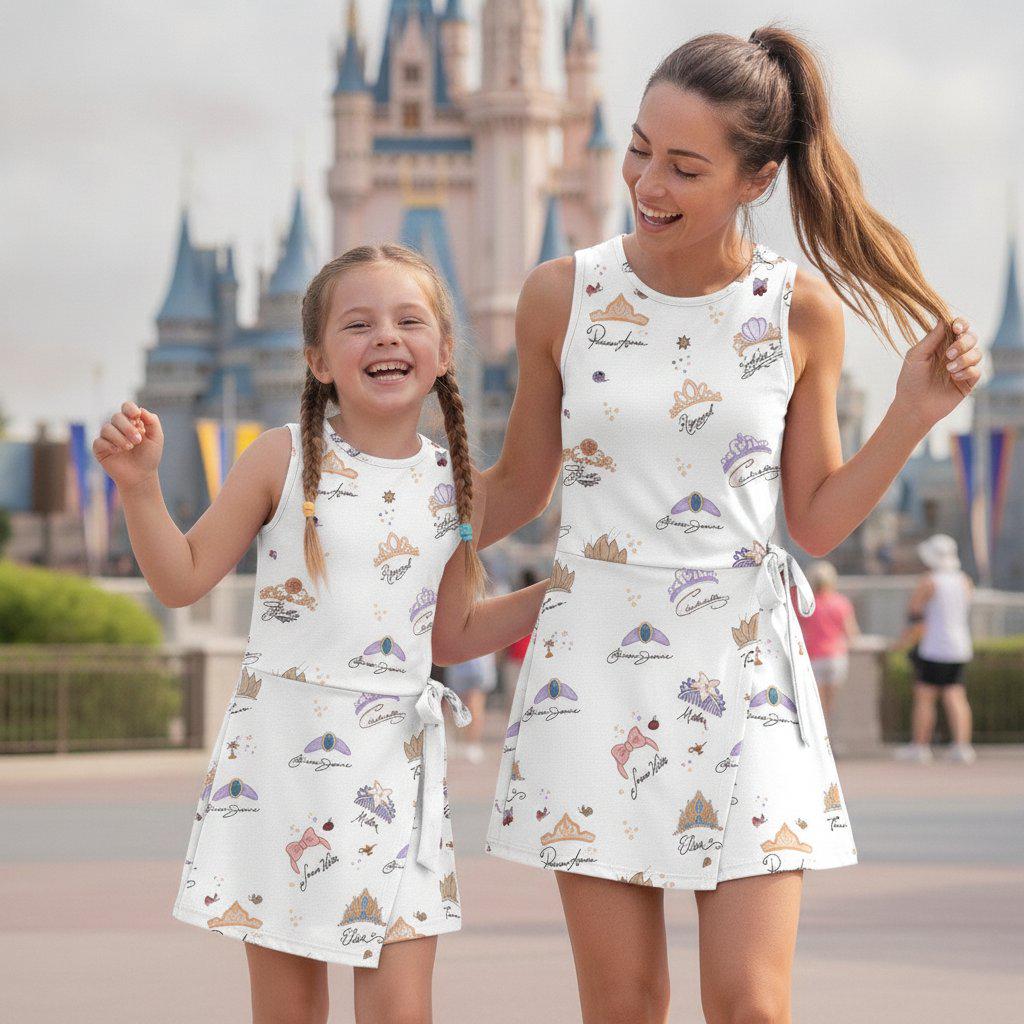 Disney Princess Crown Signatures Tennis Dress, Ariel Belle Cinderella Skater Dress