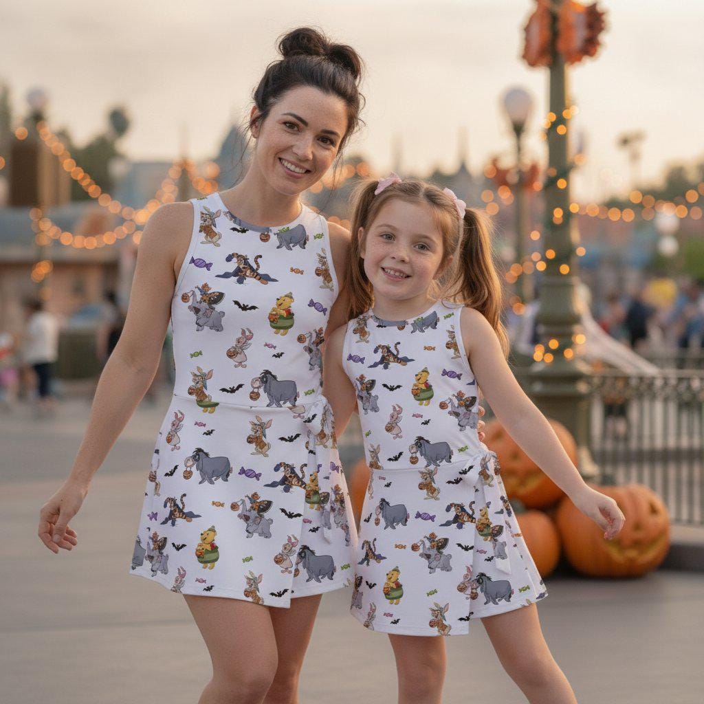 Spooky Pooh and Friends Tennis Dress, Winnie the Pooh Halloween Dress