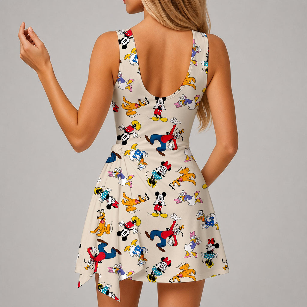 Mickey and Friends Tennis Dress, Magical Mouse Disneybound Outfit, Retro Theme Park Pleated Skirt, Cute Athletic Family Vacation Skirt