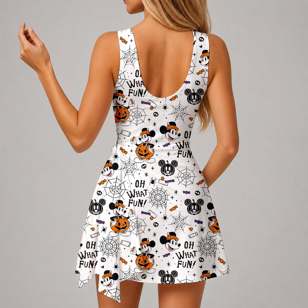 Mickey Halloween Tennis Dress, Spooky Season Disneyland Outfit, Mickey and Friends Halloween Pleated Skirt, Not So Scary Running Skirt