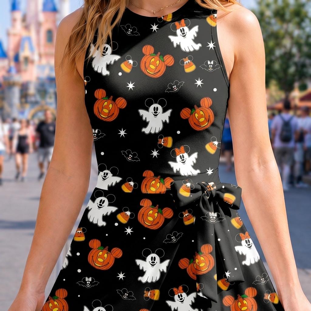Halloween Mickey Minnie Boo Ghost Pumpkin Tennis Dress Skirt, Disney Mickey Minnie Skirt, Mickey Not So Scary Dress, Halloween Disney Outfit