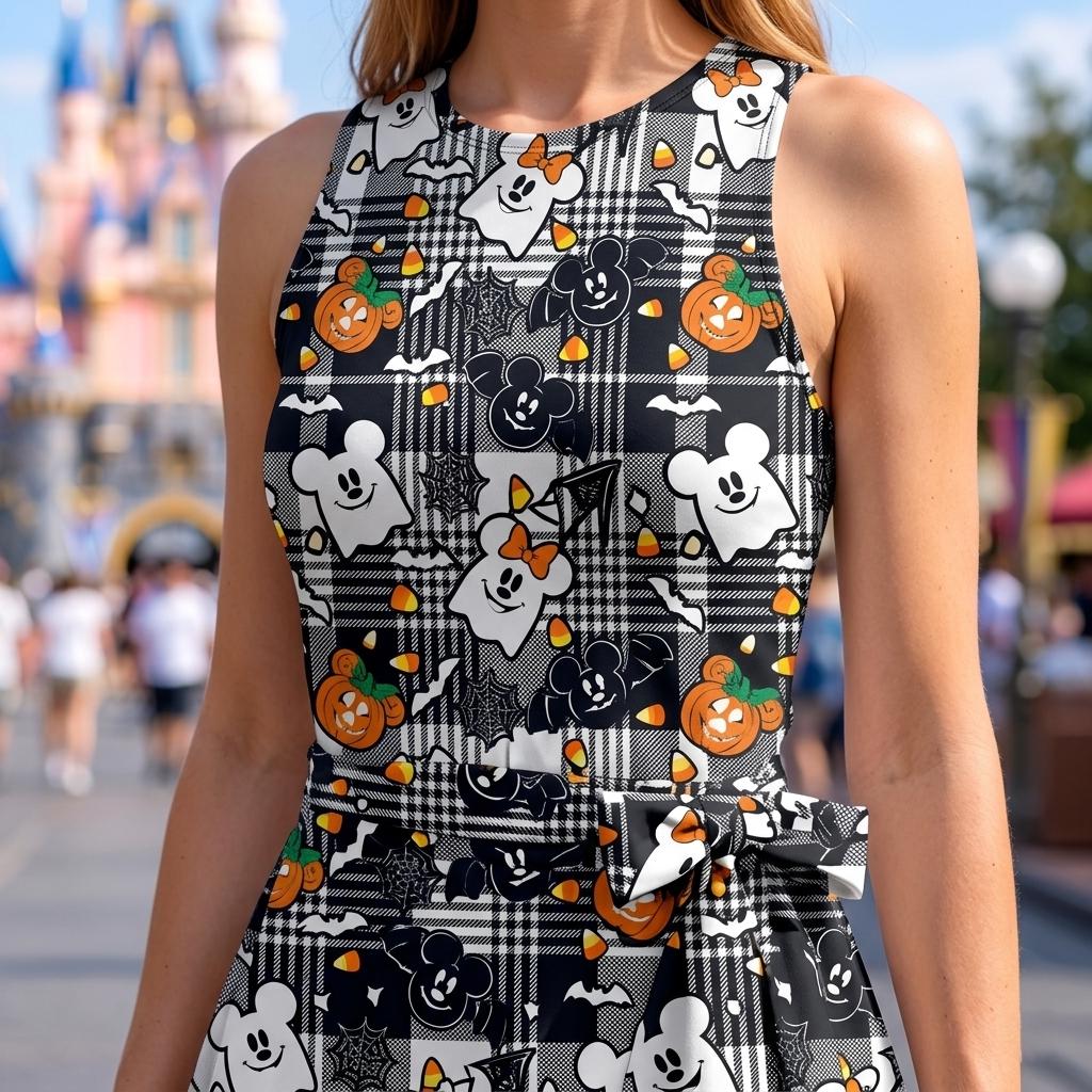 Halloween Mickey & Minnie Ghost Bat Pumpkin Tennis Dress Skirt, Mickey Not So Scary Dress, Disneyland Spooky Outfits, Halloween Disney Dress