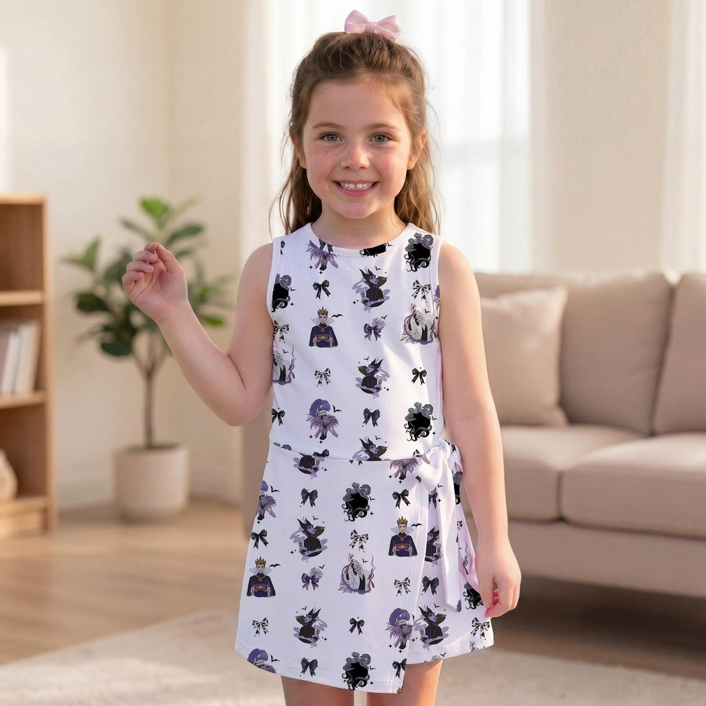Disney Villains Spooky Girls Tennis Dress, Maleficent Ursula Cruella Activewear Skirt, Coquette Bow Disneyland Skort Dress