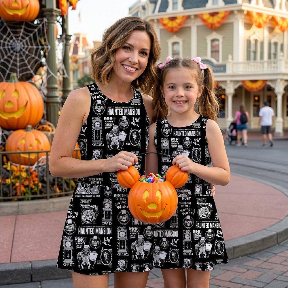 Welcome Foolish Mortals Haunted Mansion Girls Dress, Mickey Not So Scary Halloween Dress