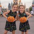 Neon Spooky Hitchhiking Ghosts Tennis Dress, Disney Haunted Mansion Sleeveless Dress