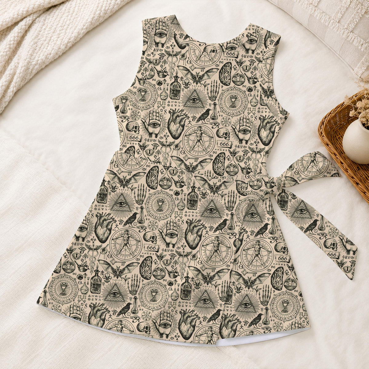 Gothic Occult Tennis Dress, Spooky Mystic Eye Activewear, Witchy Dark Academia Halloween Matching Outfit