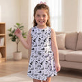 Punk Rock Tennis Dress, Guitar Skull Doodle Pattern Activewear, Cool Printed Matching Skirt For Music Festivals