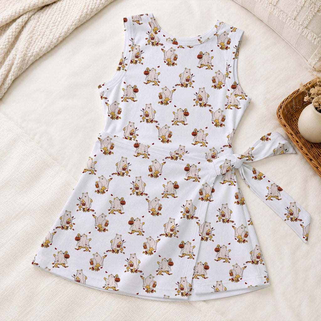Halloween Winnie the Pooh Ghost Tennis Dress, Spooky Pooh Activewear, Trick or Treat Pumpkin Pooh Skirt
