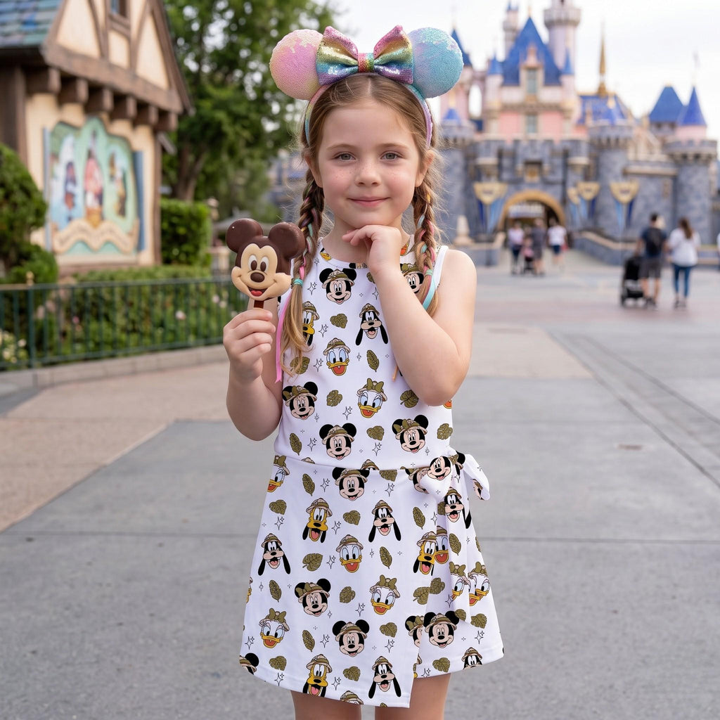 Magical Safari Mickey Tennis Dress, Mickey Minnie Animal Kingdom Activewear, Donald Goofy Tropical Pattern Skort