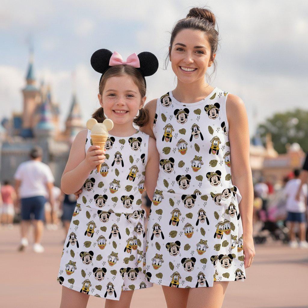 Magical Safari Mickey Tennis Dress, Mickey Minnie Animal Kingdom Activewear, Donald Goofy Tropical Pattern Skort