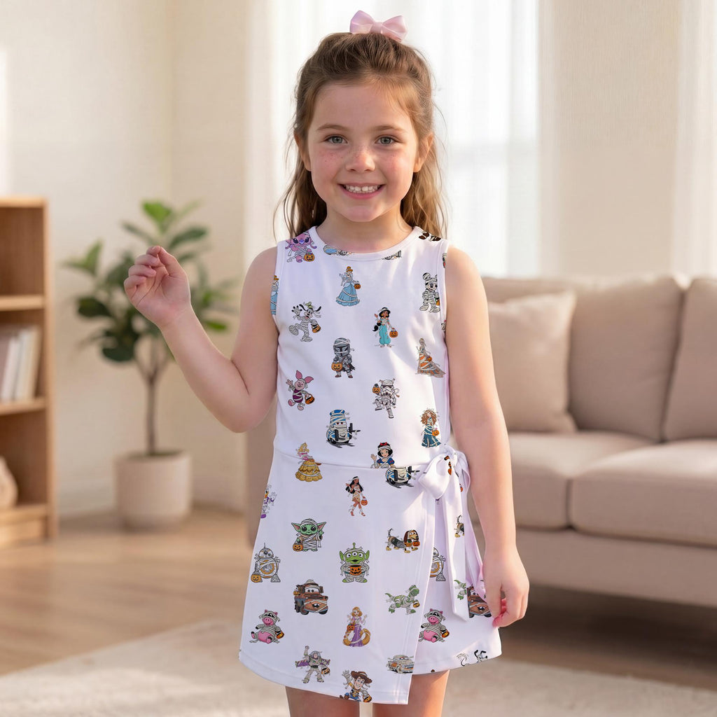 Halloween Magical Character Tennis Dress, Spooky Princess Mickey Mandalorian Costume Activewear, Mummy Pixar Friends Skirt