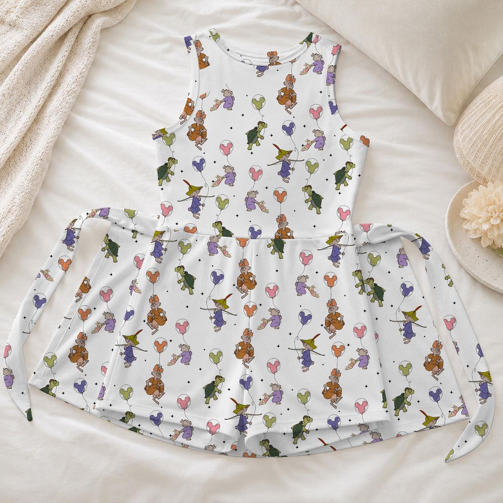 Colorful Magic Robin Hood Balloon Tennis Dress, Robin Hood Maid Marian Activewear, Toby Turtle Magical Trip Matching Skirt