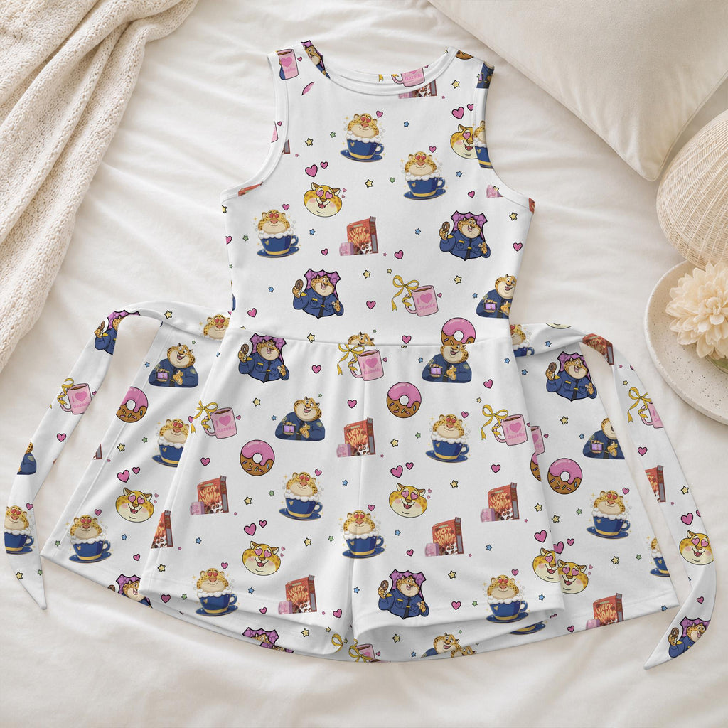 Zootopia Clawhauser Tennis Dress, Cheetah Donut Cereal Pattern Activewear, Magical Animal Kingdom Matching Skirt