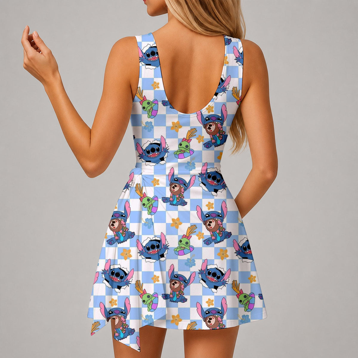 Cute Stitch Tennis Dress, Experiment 626 Athletic Dress, Lilo and Stitch Pleated Skirt with Shorts, Blue Magical Running Skirt