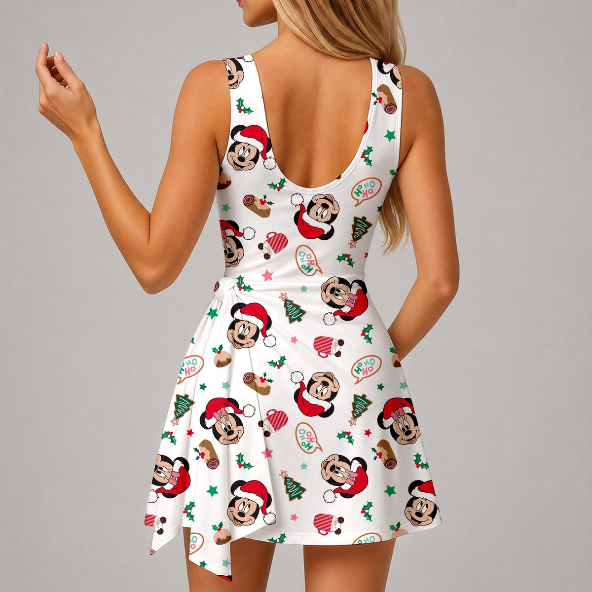 Mickey Christmas Tennis Dress, Magical Holiday Disneyland Outfit, Mickey and Friends Xmas Pleated Skirt, Festive Winter Athletic Skirt