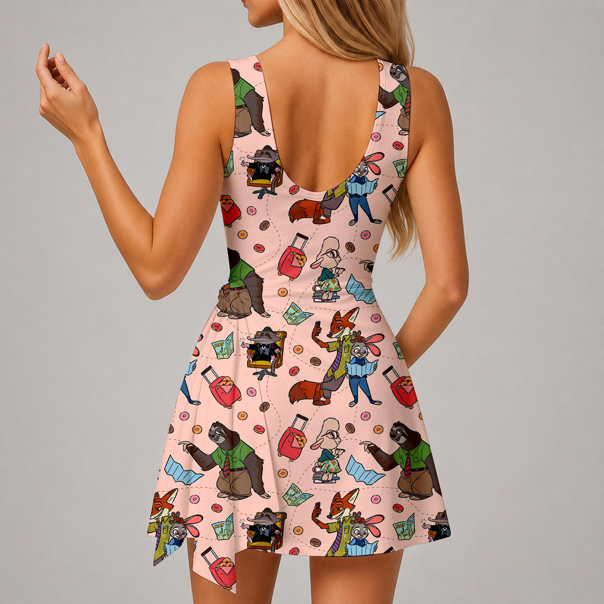 Zootopia Judy and Nick Tennis Dress, Bunny and Fox Disneyland Running Skirt, Cute Pleated Skirt Magical Theme Park Outfit