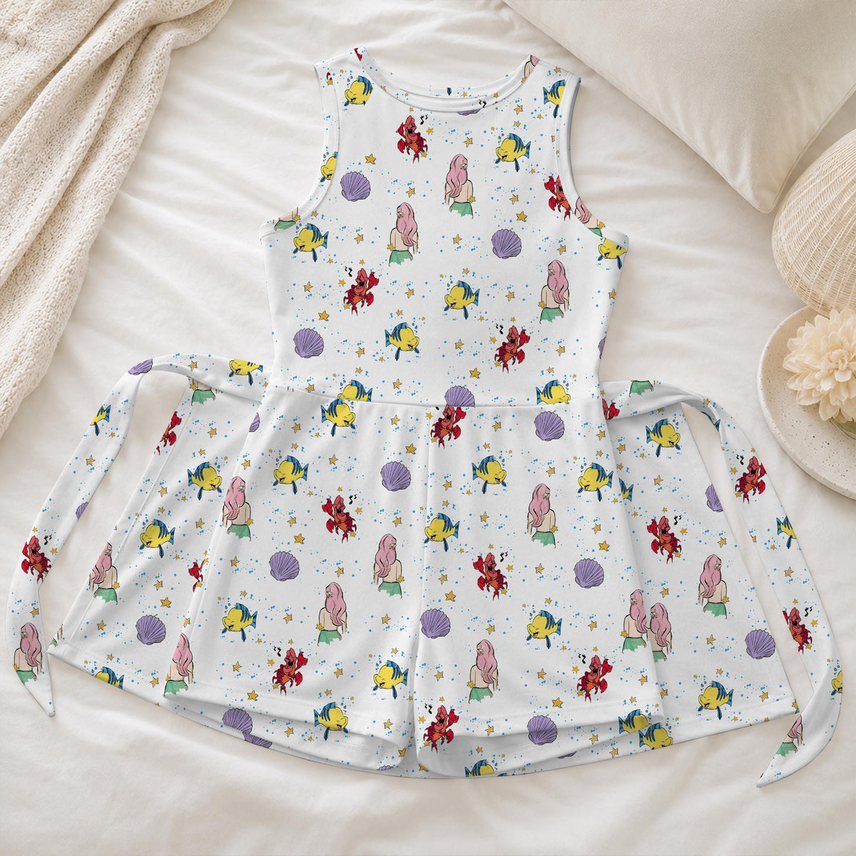 The Little Mermaid Ariel Pattern Tennis Dress, Flounder Sebastian Activewear, Magical Princess Matching Outifits