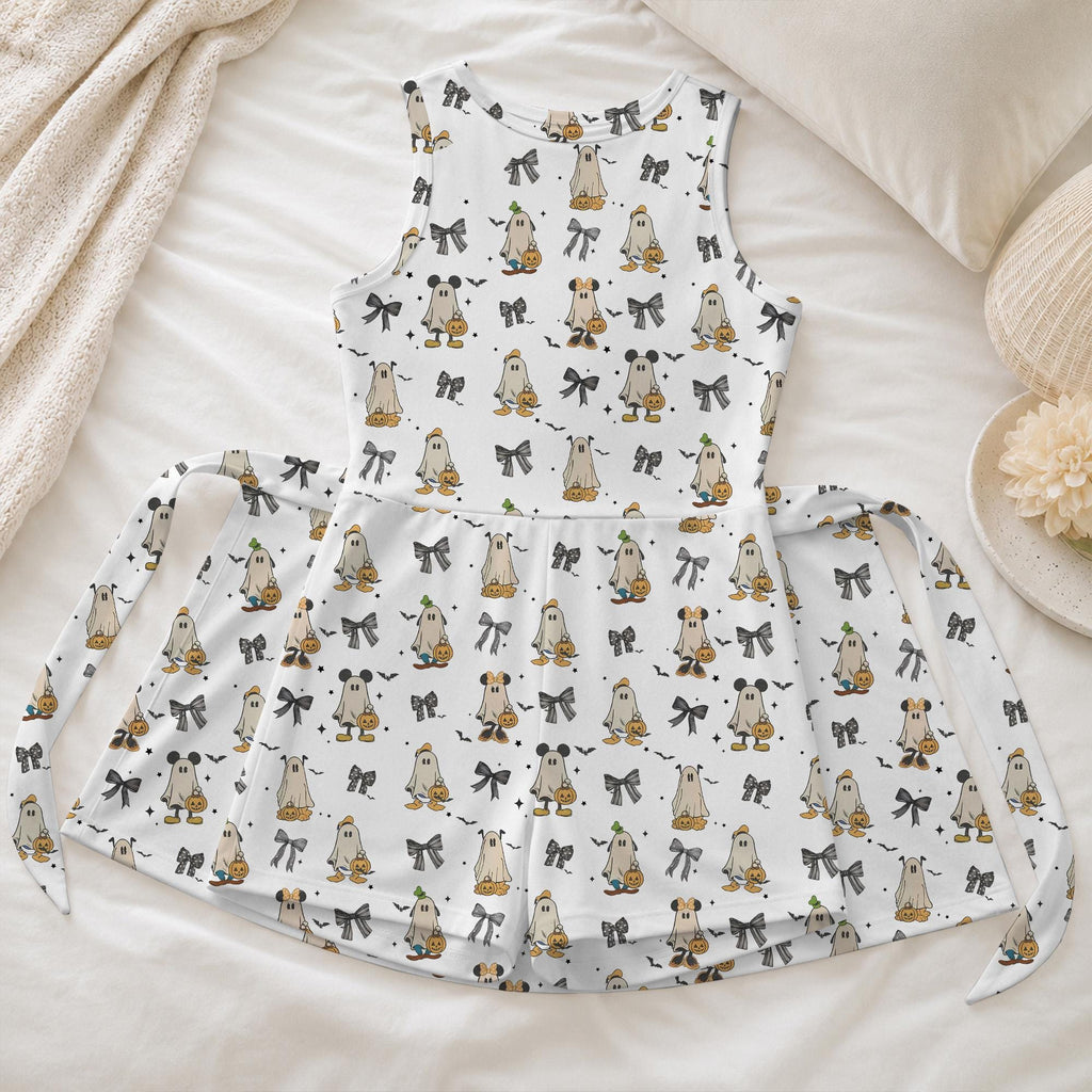 Mickey and Friends Halloween Ghost Tennis Dress, Spooky Mouse Bow Pattern Activewear, Magical Kingdom Fall Trip Outfit