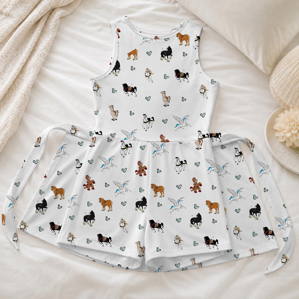 Magical Horse Pattern Tennis Dress, Maximus Bullseye Pegasus Activewear, Animal Kingdom Matching Skirt