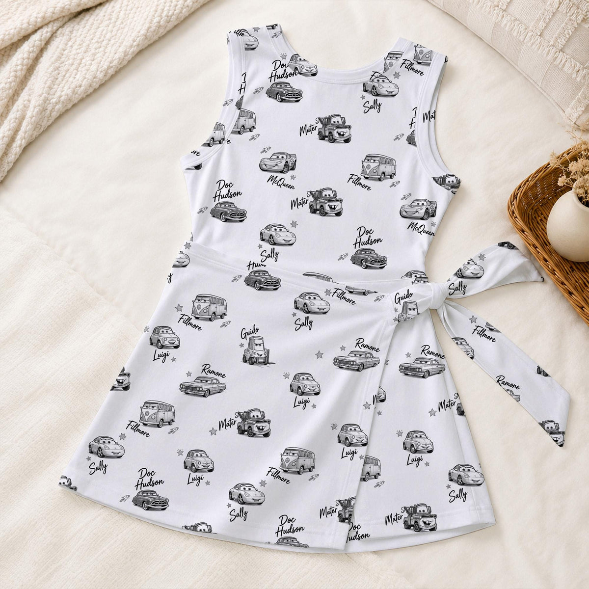 Pixar Cars Sketch Tennis Dress, Lightning McQueen Activewear, Radiator Springs Matching Girl Skirt