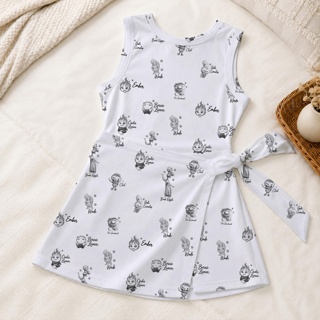 Pixar Elemental Characters Sketch Tennis Dress, Element City Activewear, Ember Wade Clod Bernie Brook Skirt