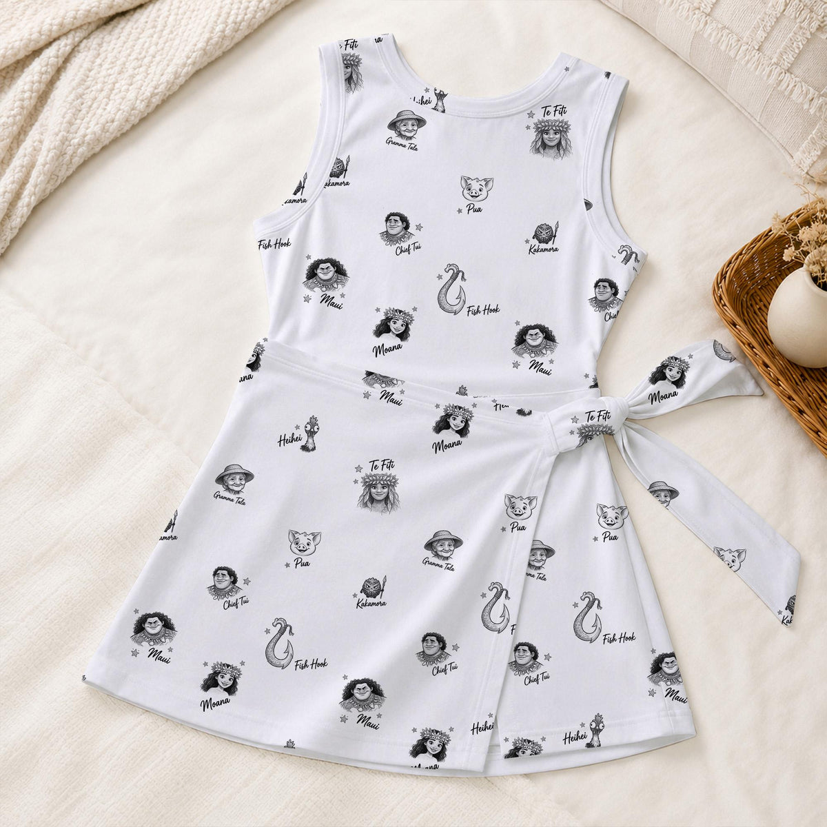 Moana Family Tennis Dress, Maui Pua Hei Hei Te Fiti Sketch Print Skirt, Magical Kingdom Matching Outfits