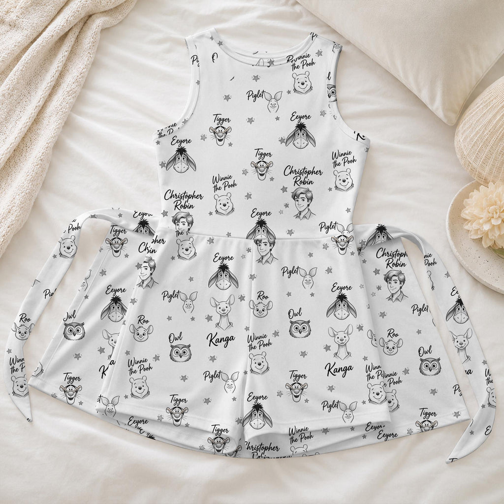 Winnie the Pooh Signature Line Tennis Dress, Tigger Piglet Eeyore Robin Faces Sketch Activewear