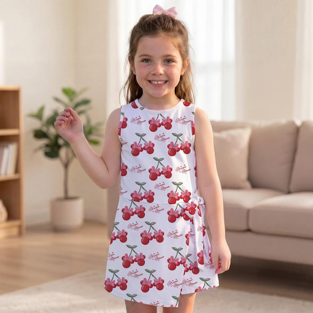 Minnie Mouse Cherry Tennis Dress, Disney Mickey Friends Activewear, Cherry Bow Pattern Matching Girl Skirt