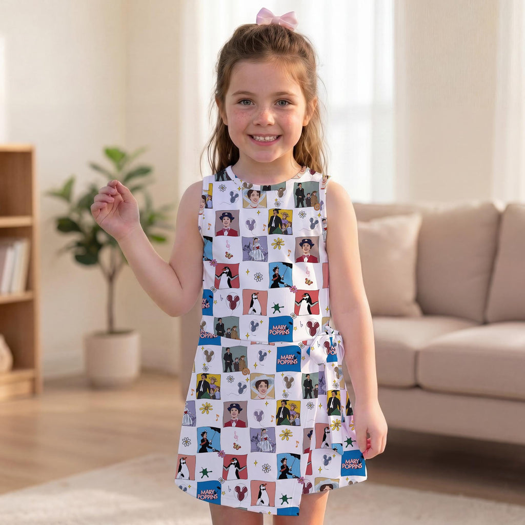Disney Mary Poppins Tennis Dress, Disney Musical Movie Pattern Activewear, Mary Poppins Checkered Pattern Matching Skirt