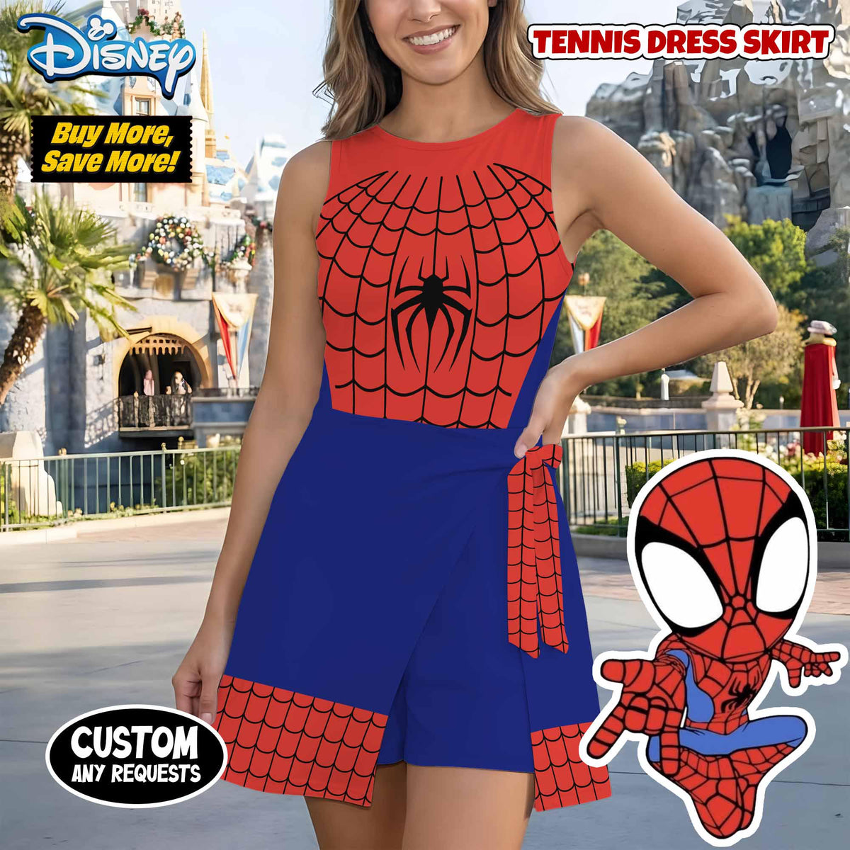 Halloween Spider Man Wrap Skort dress, Spiderman Superhero Cosplay Dress, Superhero Costume Outfit, Halloween Party 2026 Girls' Trip Dress