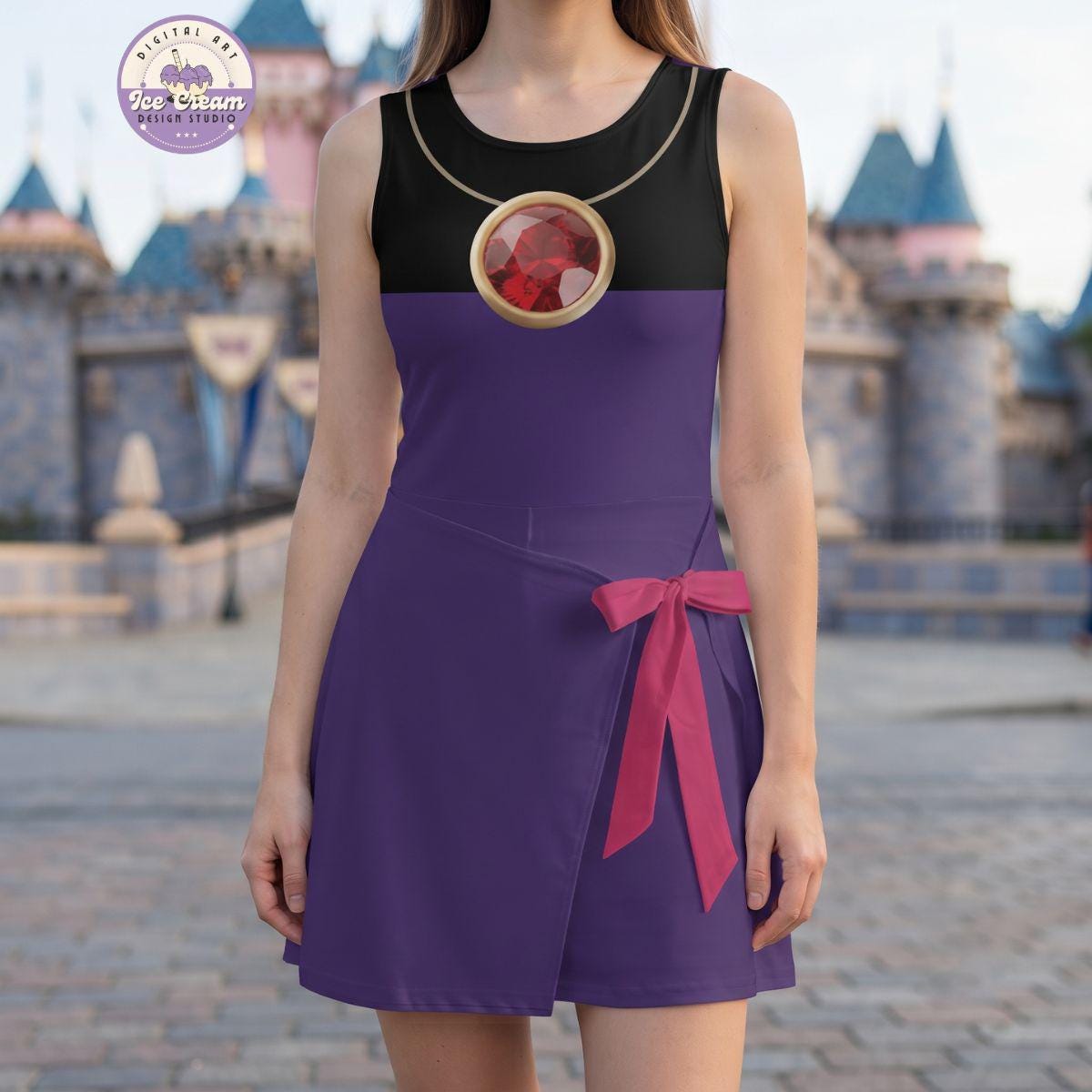 Halloween Evil Queen Costume Wrap Skort Dress, Villain Cosplay Outfit, Snow White Dress, Evil Queen Halloween Tennis Dress, Mom and Daughter