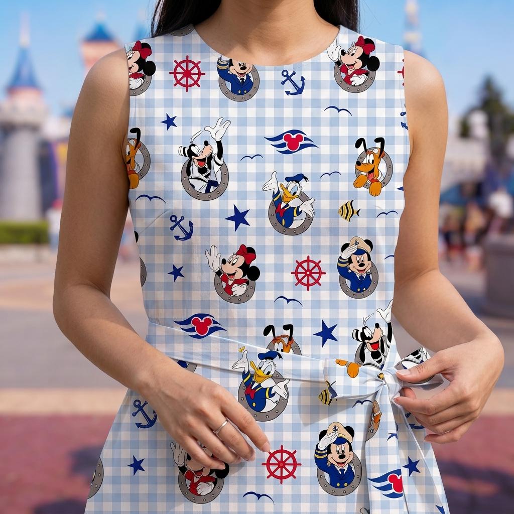 Mickey and Friends Cruise Gingham Tennis Skirt, Disney Cruise Trip Outfits, Disney Cruise Line Tennis Dress Skirt, Disney Mickey Dress Skirt