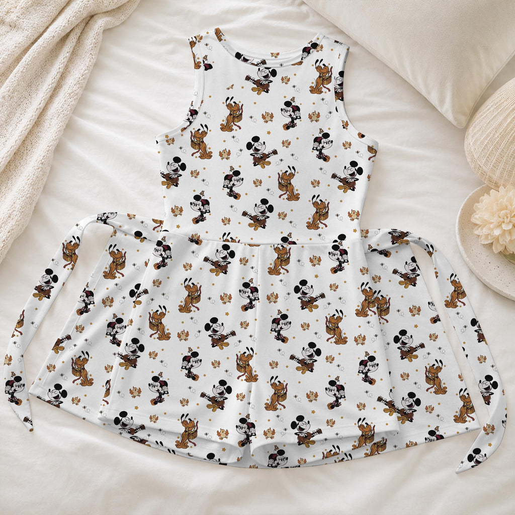 Mickey Minnie Pluto Tennis Dress, Mickey Friends Pattern Activewear, Autumn Mickey Picnic Skirt, Magical Trip Matching Outfit