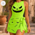 Halloween Tank Top Set 2026, Pumpkin Face Graphic Tee, Spooky Season Outfit, Gift for Her