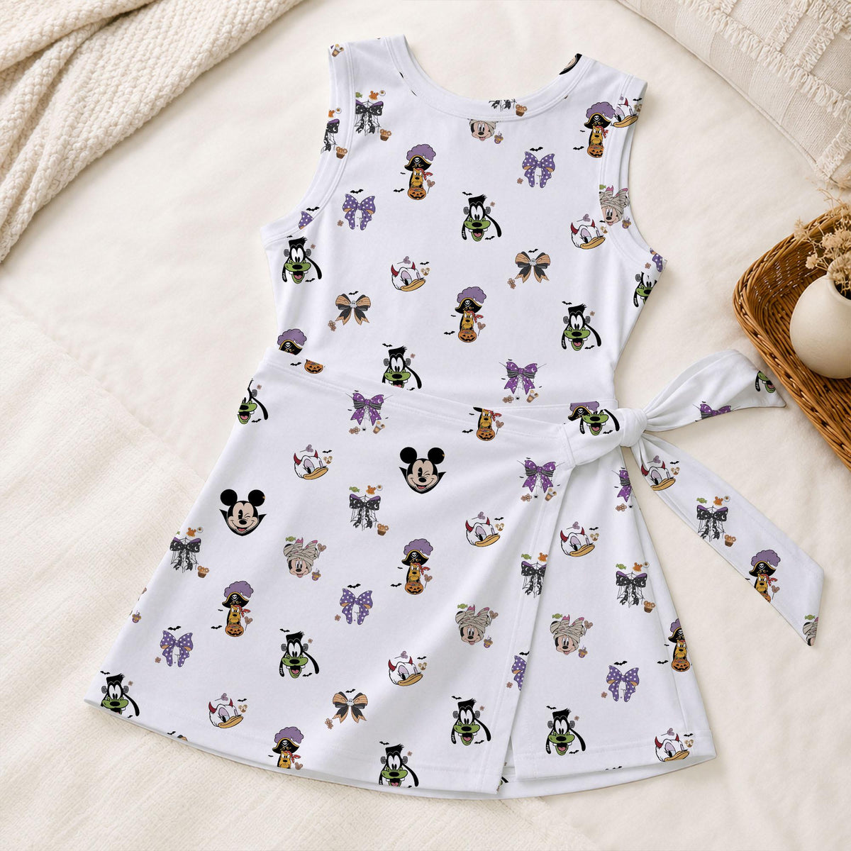 Halloween Mickey Friends Tennis Dress, Spooky Mickey Minnie Activewear, Donald Goofy Costume Pattern Skirt For Pumpkin Season