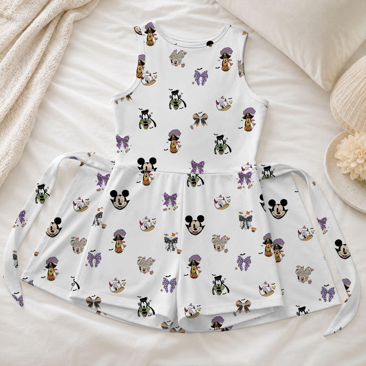 Halloween Mickey Friends Tennis Dress, Spooky Mickey Minnie Activewear, Donald Goofy Costume Pattern Skirt For Pumpkin Season