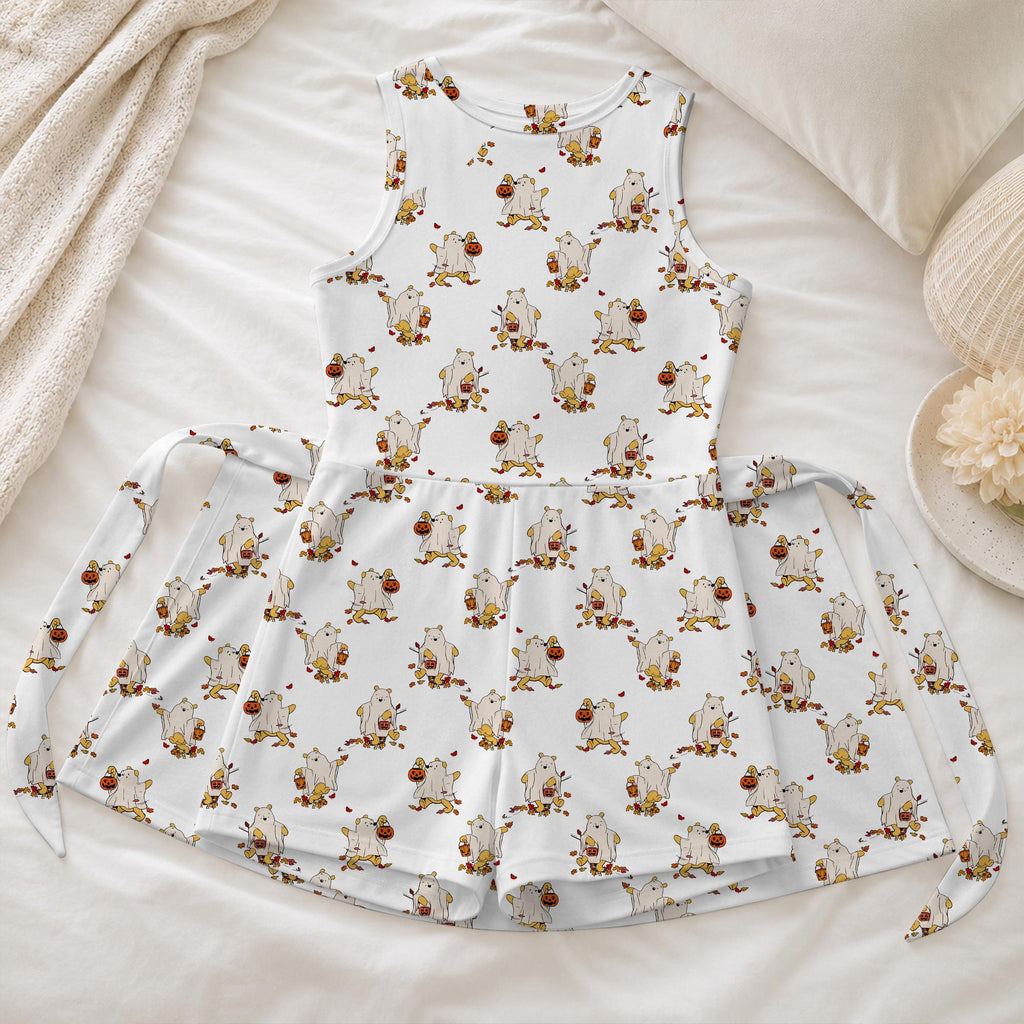 Halloween Winnie the Pooh Ghost Tennis Dress, Spooky Pooh Activewear, Trick or Treat Pumpkin Pooh Skirt