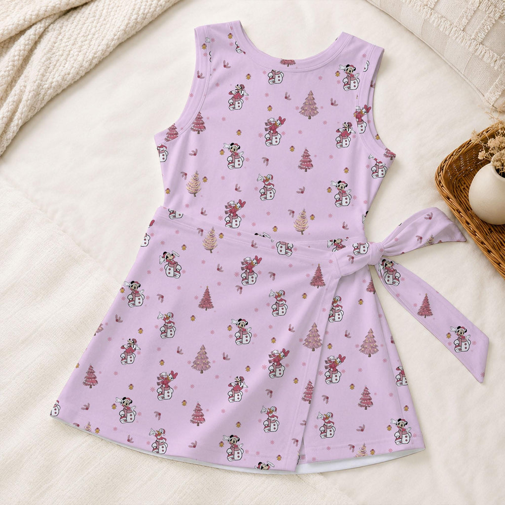 Christmas Mickey and Friends Tennis Dress, Minnie Daisy Pluto Snowman Skirt, Pink Mouse Pattern Activewear