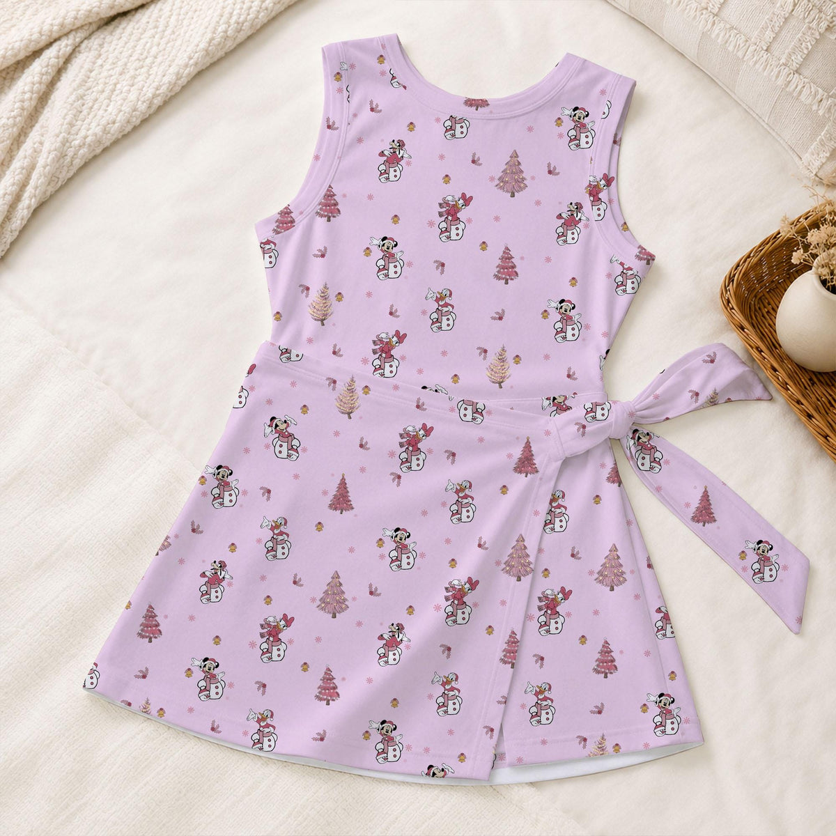 Christmas Mickey and Friends Tennis Dress, Minnie Daisy Pluto Snowman Skirt, Pink Mouse Pattern Activewear