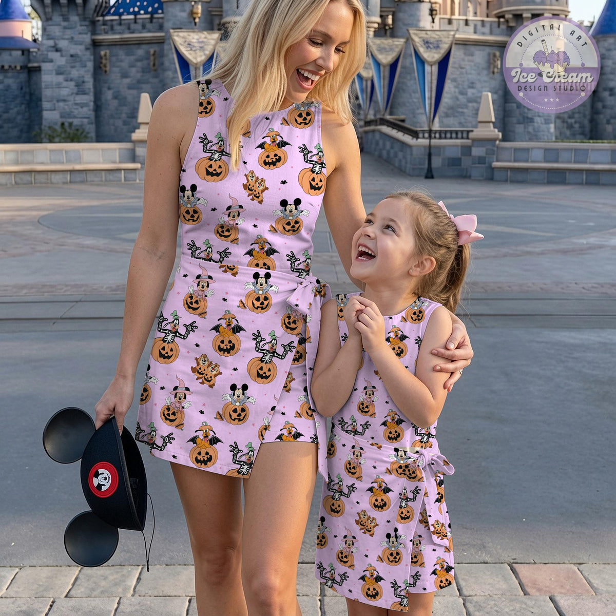 Mickey & friends skeleton pumpkin Halloween Tennis Dress, Mickey's Not so scary Womens Kids Costume Dress Skirt, WDW Disneyland Gift for her