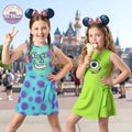 Mike Wazowski Dress Skirt, Monsters Inc Green Cosplay Dress, WDW Halloween Costume, James P. Sullivan Wrap Skort Dress, Mom and Daughter
