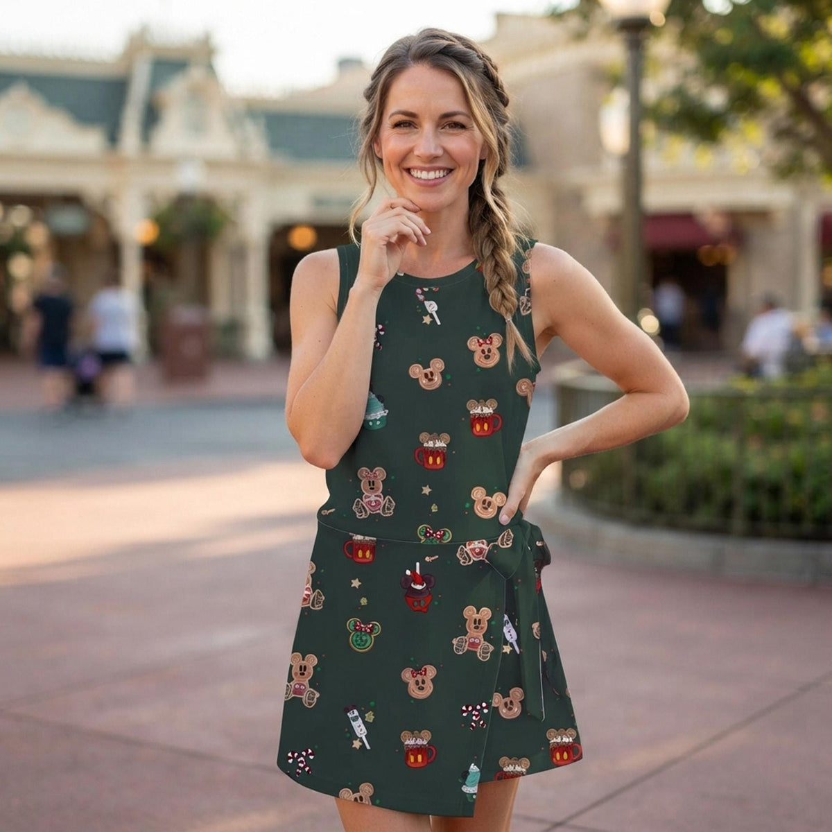 Mickey Gingerbread Tennis Dress, Christmas Mouse Ears Snack Activewear, Magical Kingdom Trip Skirt