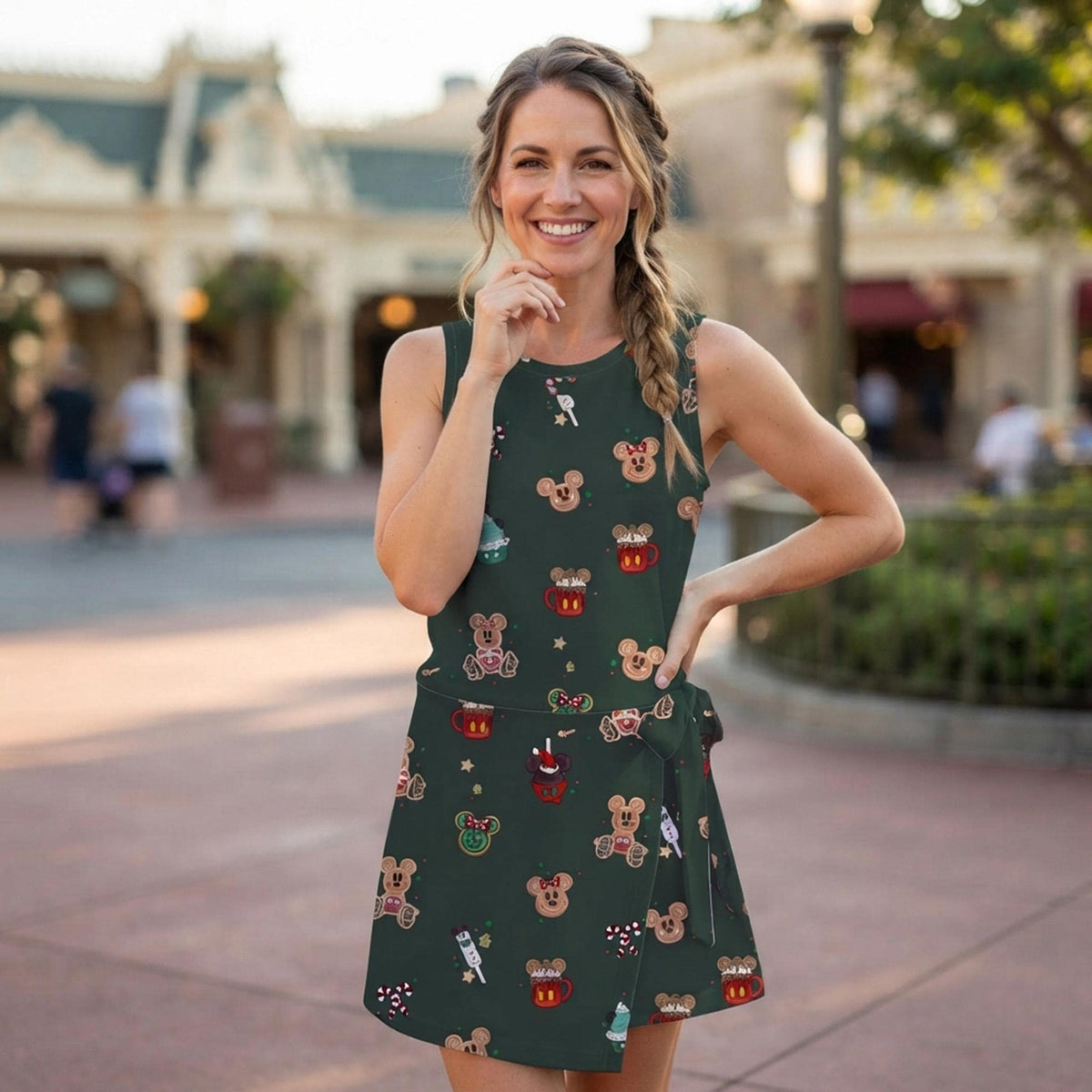 Mickey Gingerbread Tennis Dress, Christmas Mouse Ears Snack Activewear, Magical Kingdom Trip Skirt