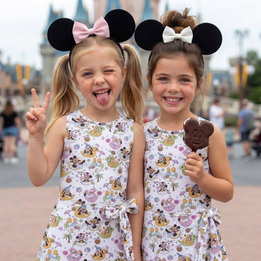 Mickey Friends Summer Beach Tennis Dress, Minnie Daisy Swimming Pattern Activewear, Magic Kingdom Summer Vacation Skirt