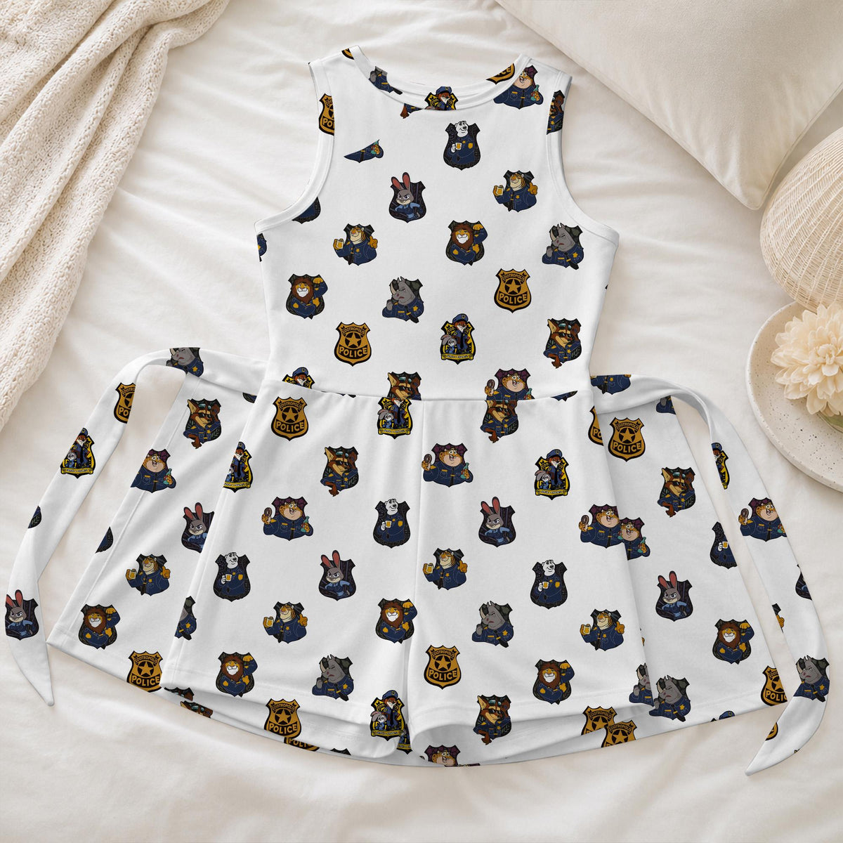 Zootopia Police Officers Pattern Tennis Dress, Judy Hopps Nick Wilde Police Badge Activewear, Animals Kingdom Matching Skirt